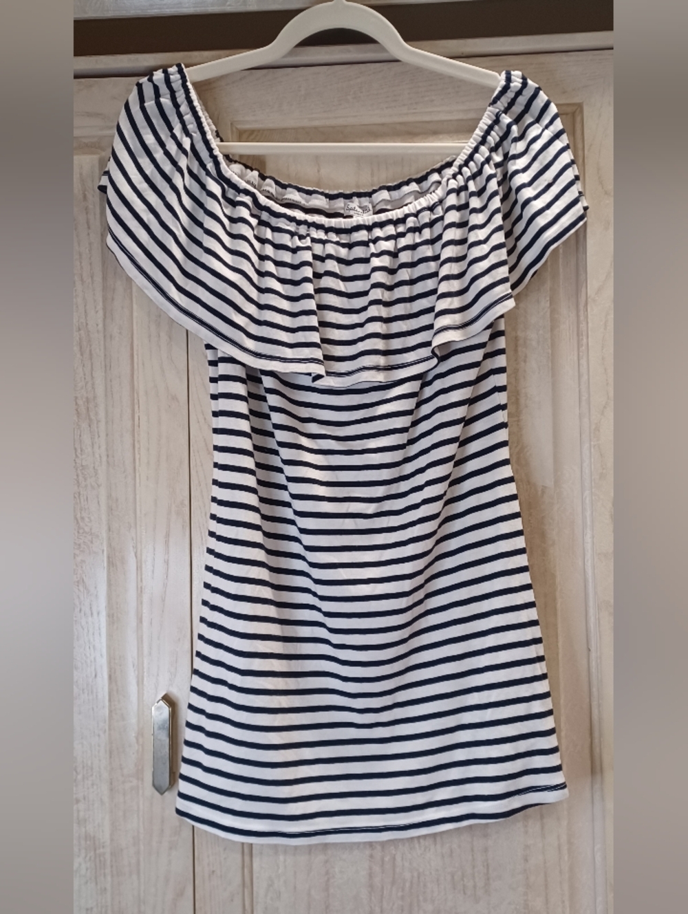 Y2k Ruffle Sailor Nautical Off Shoulder Shirt